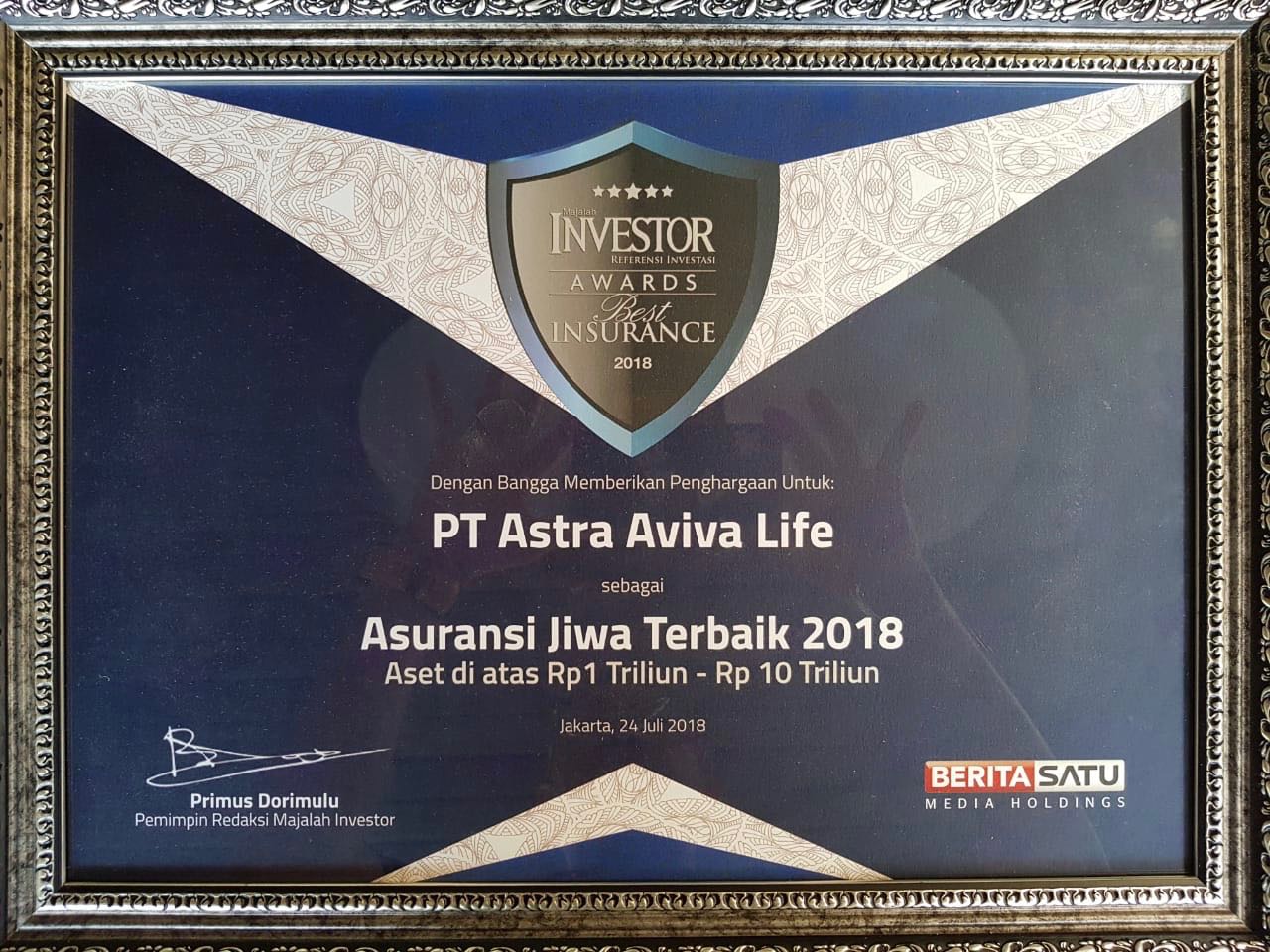 Astra Life Raih Best Insurance Award 2018